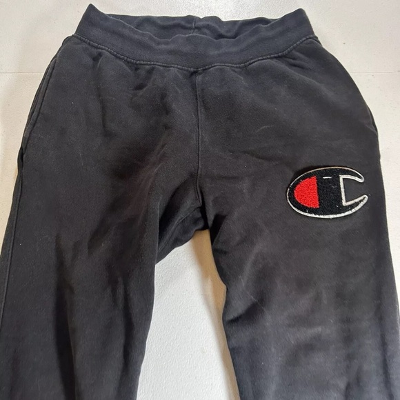 Mens Champion Tech Fleece Black Joggers Sweatpants Medium - Picture 2 of 9